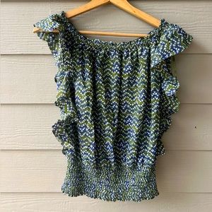 Michael Kors Short Ruffle Sleeve Blouse Size Small